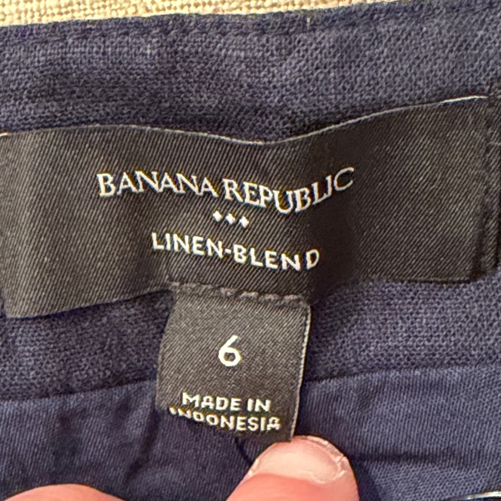 Banana Republic Preppy Navy Linen-Blend Mini Slip Skirt/NWT/6 - Picture 7 of 14